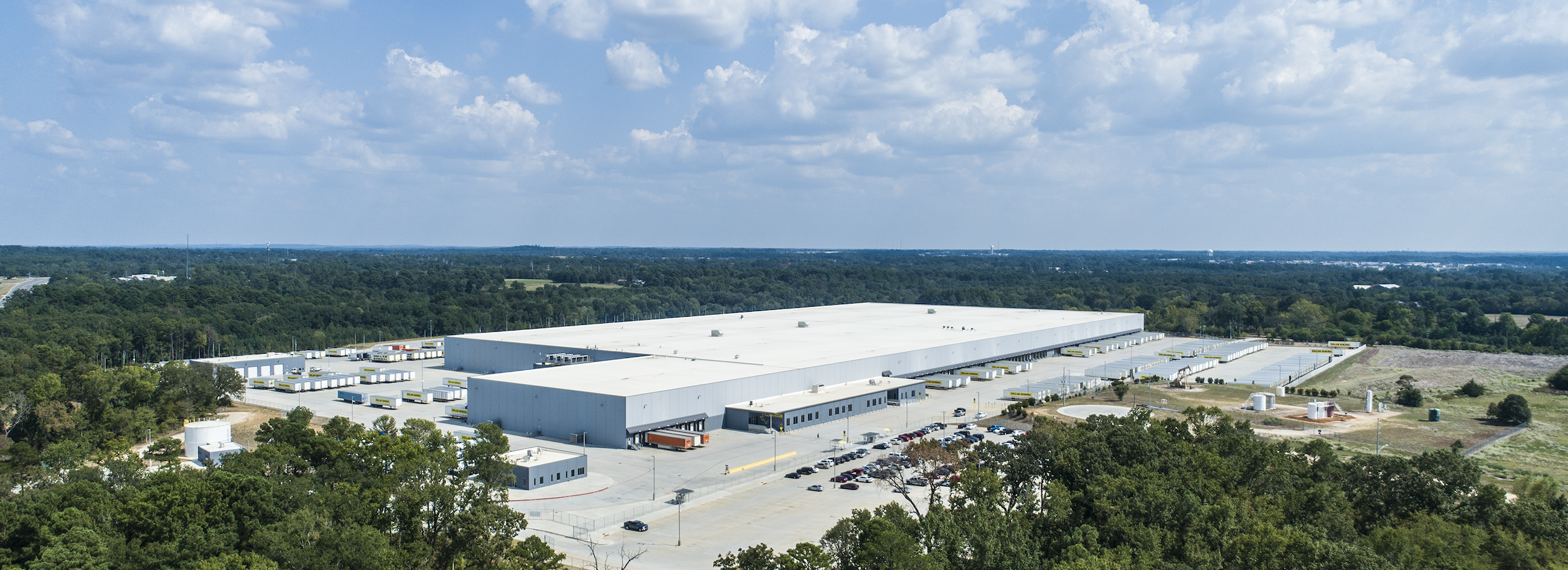 Dollar distribution warehouse aerial shot
